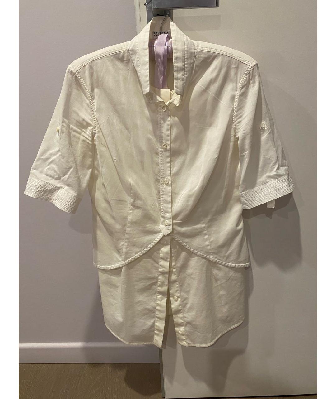 BRUNELLO CUCINELLI Белая хлопковая блузы, фото 3