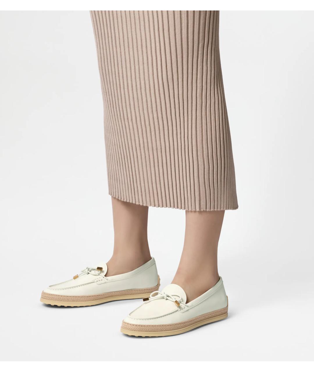 TOD'S Белые кожаные лоферы, фото 2