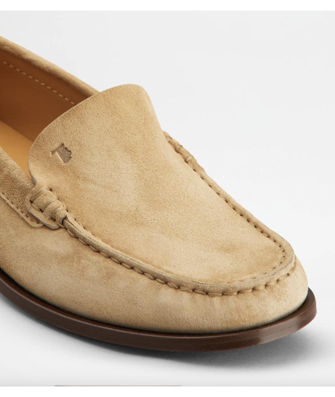 TOD'S Бежевые замшевые лоферы, фото 5