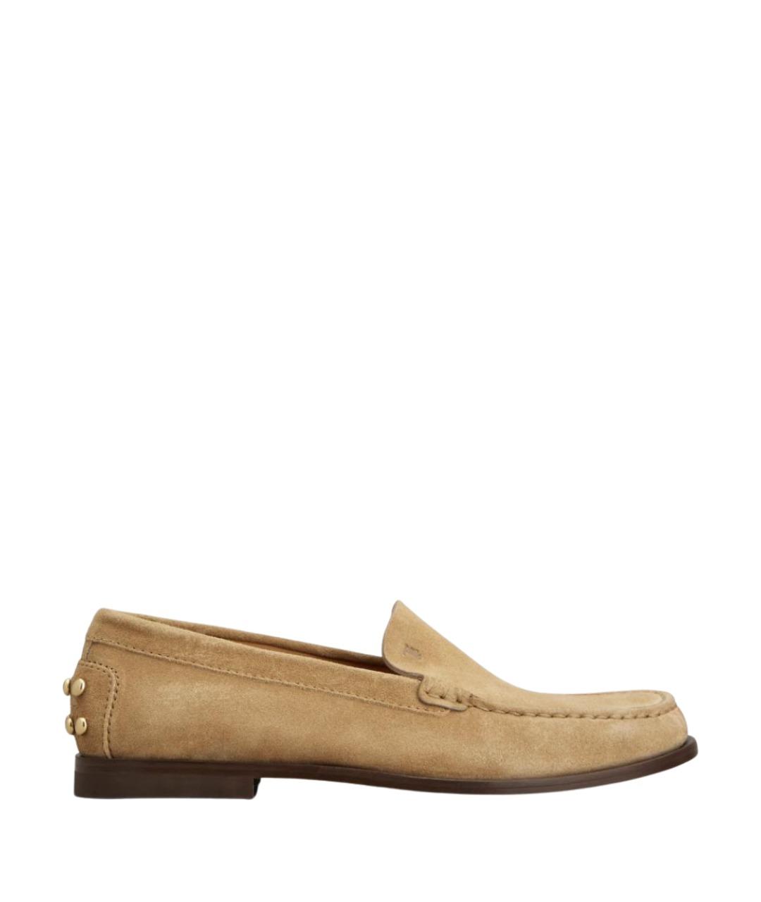 TOD'S Бежевые замшевые лоферы, фото 1
