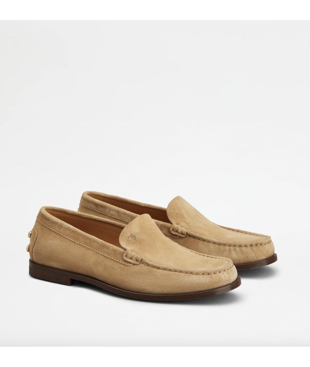 TOD'S Бежевые замшевые лоферы, фото 2