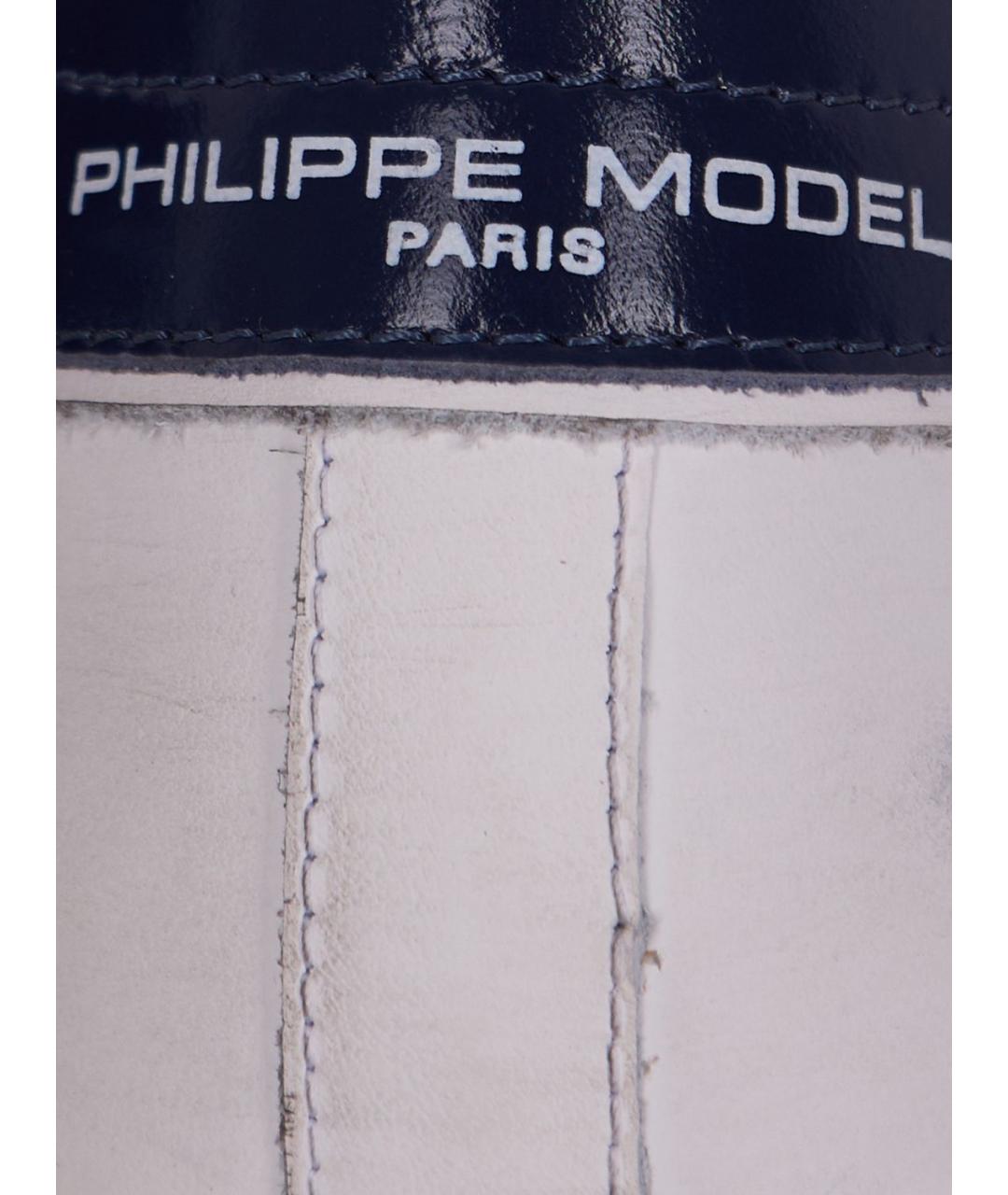 PHILIPPE MODEL Синие кожаные низкие кроссовки / кеды, фото 3