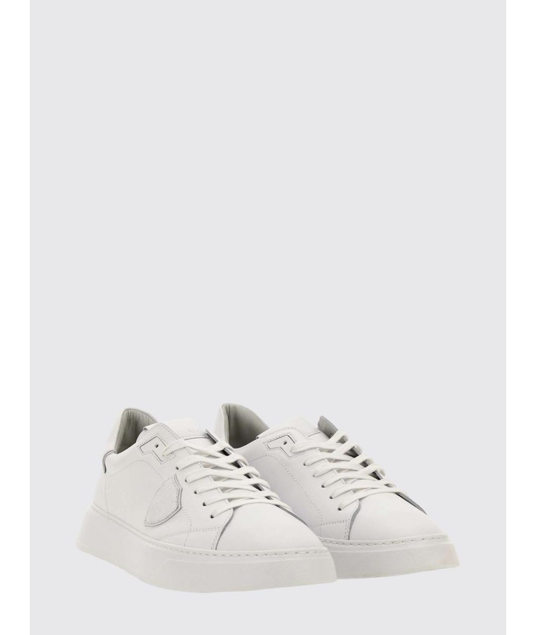 PHILIPPE MODEL Белые кожаные низкие кроссовки / кеды, фото 2