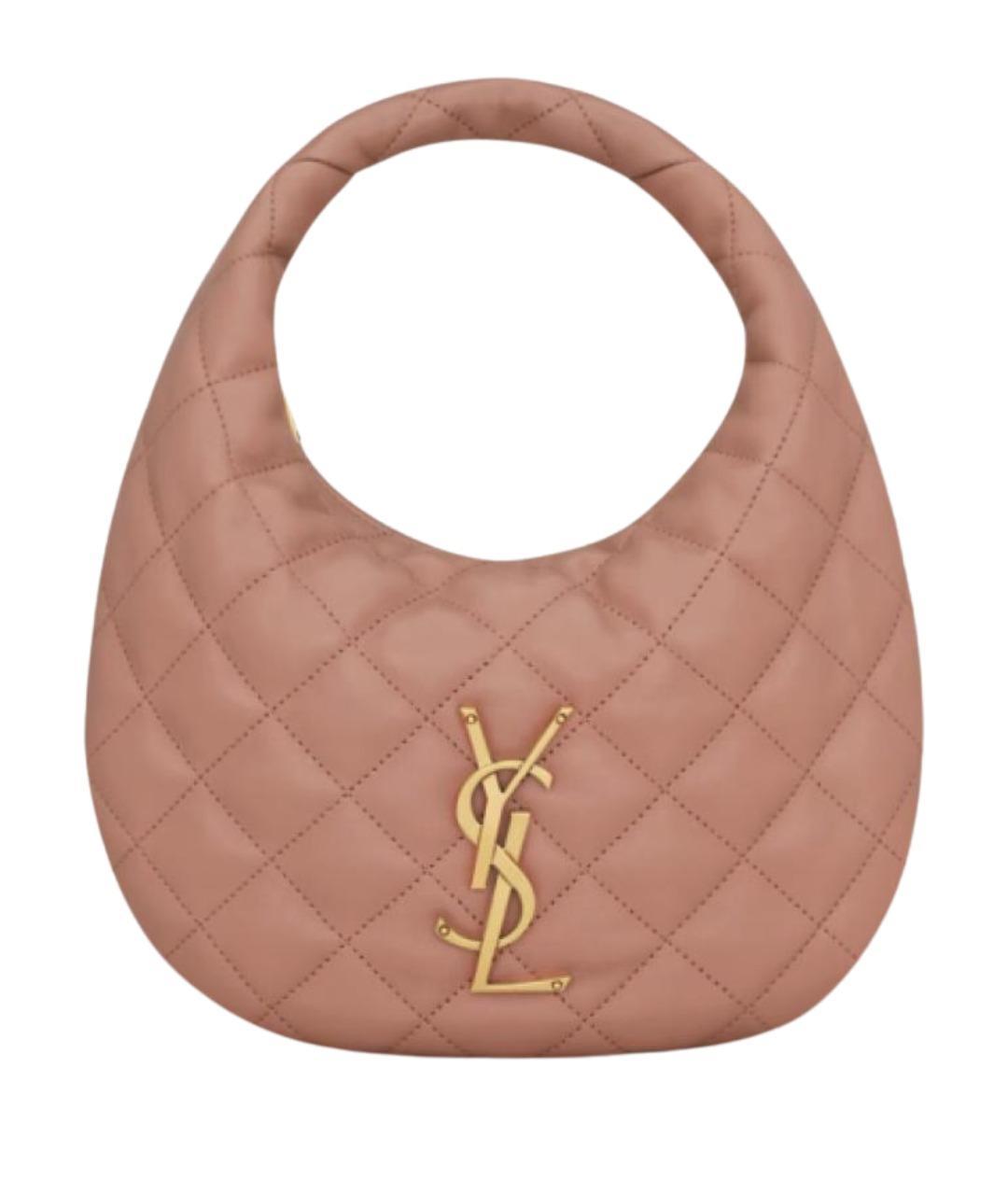 SAINT LAURENT Коралловая кожаная сумка с короткими ручками, фото 1