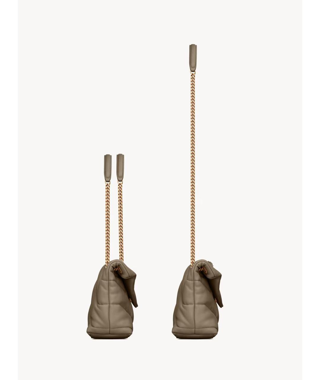 SAINT LAURENT Бежевая кожаная сумка через плечо, фото 3