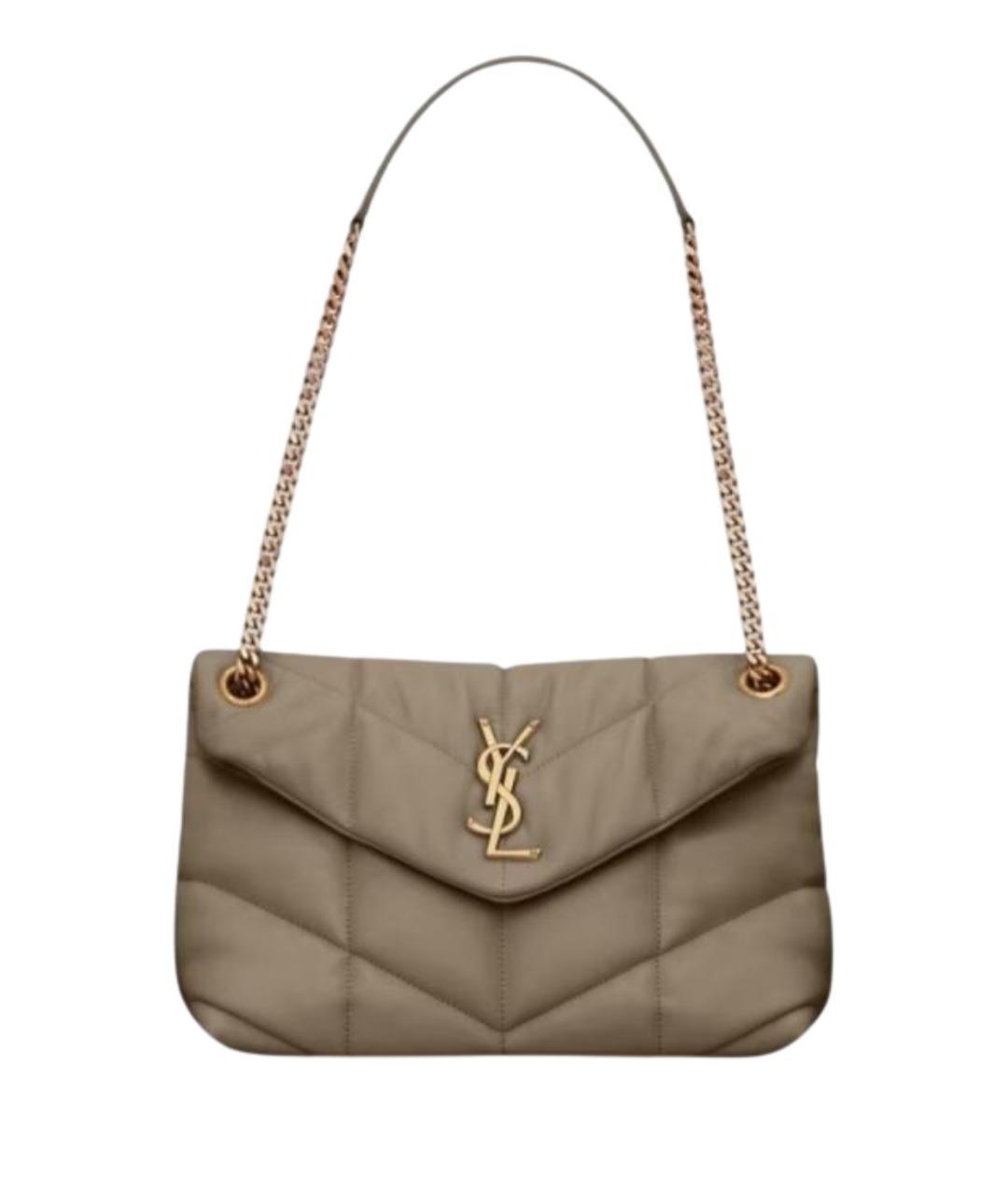 SAINT LAURENT Бежевая кожаная сумка через плечо, фото 1
