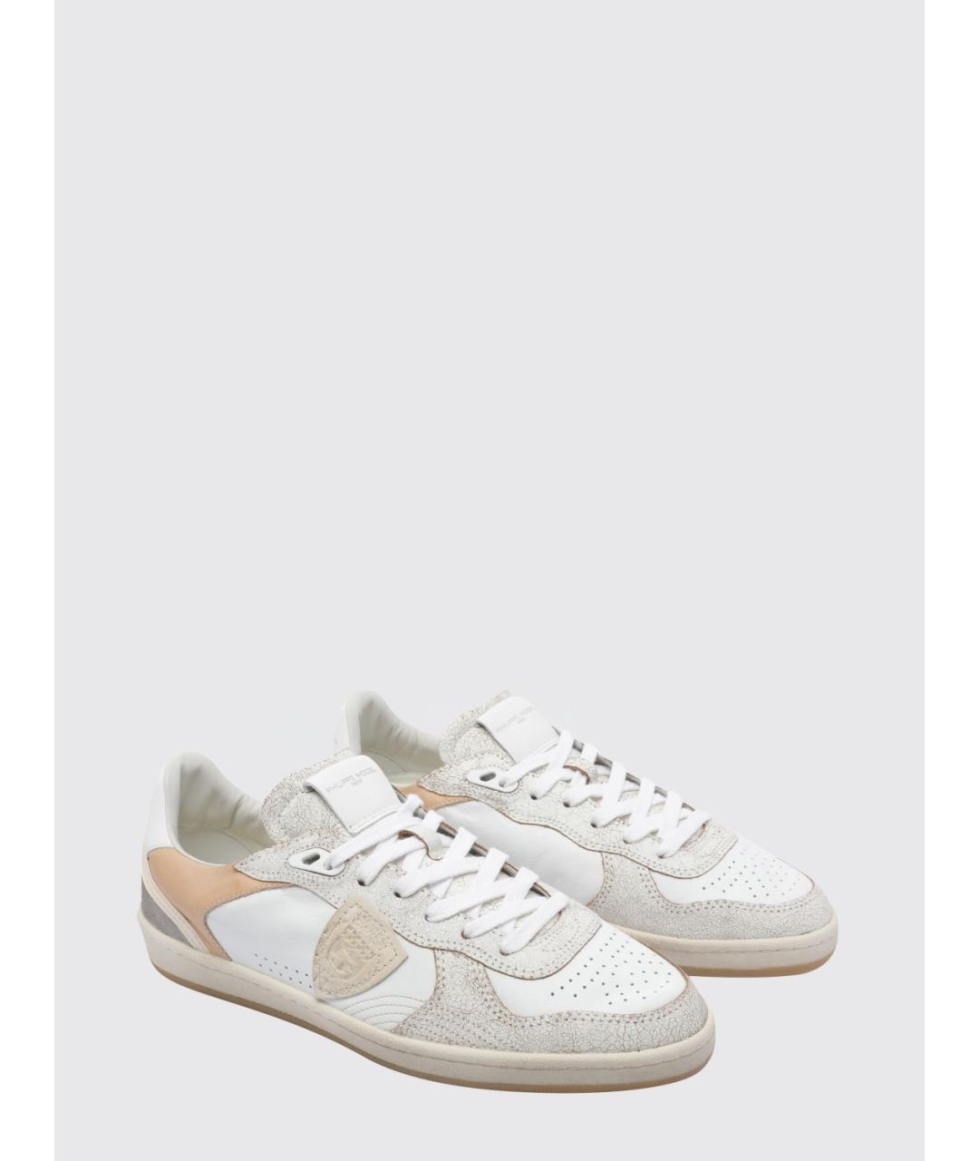 PHILIPPE MODEL Белые кожаные низкие кроссовки / кеды, фото 2