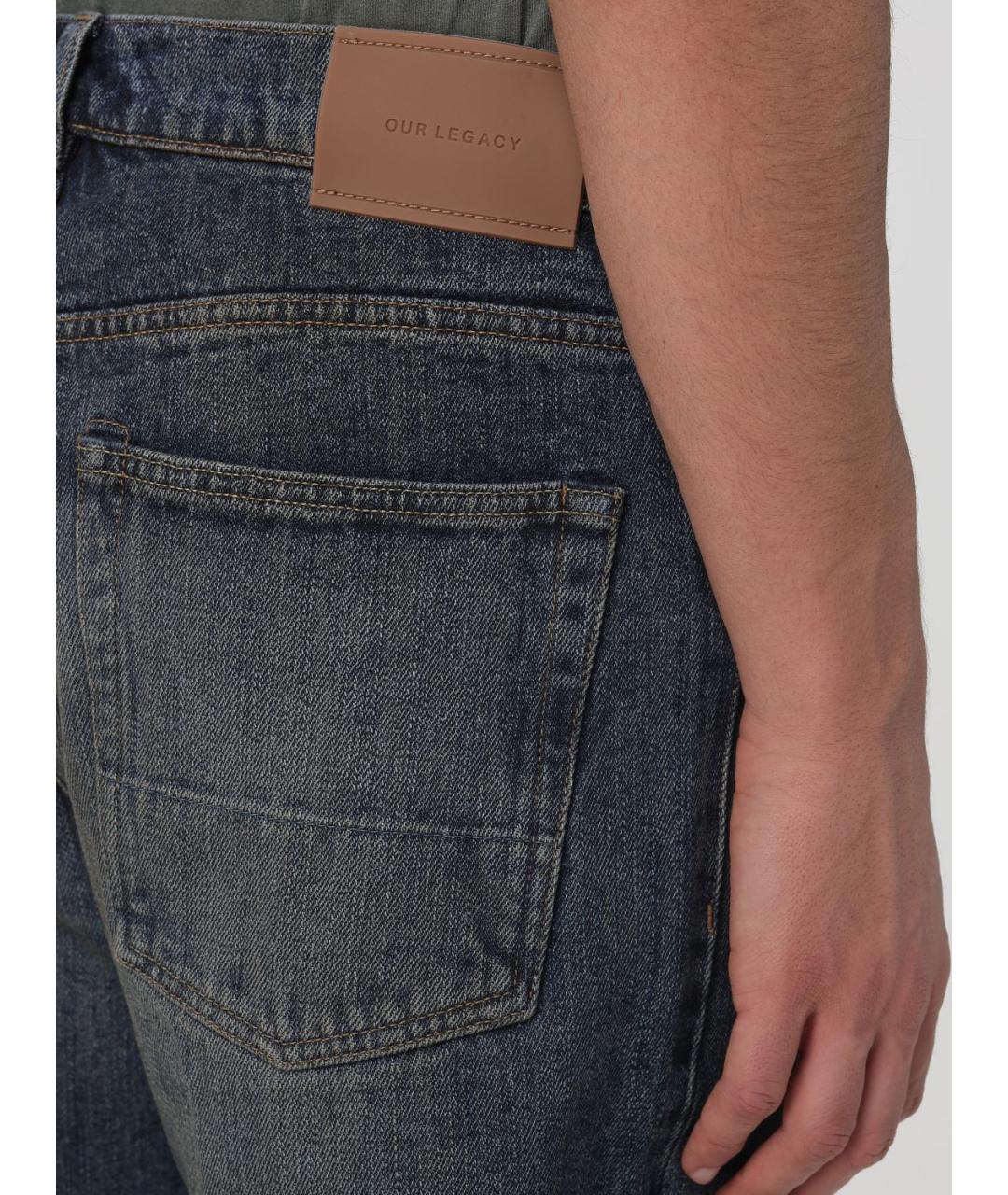 OUR LEGACY Синие хлопковые прямые джинсы, фото 4