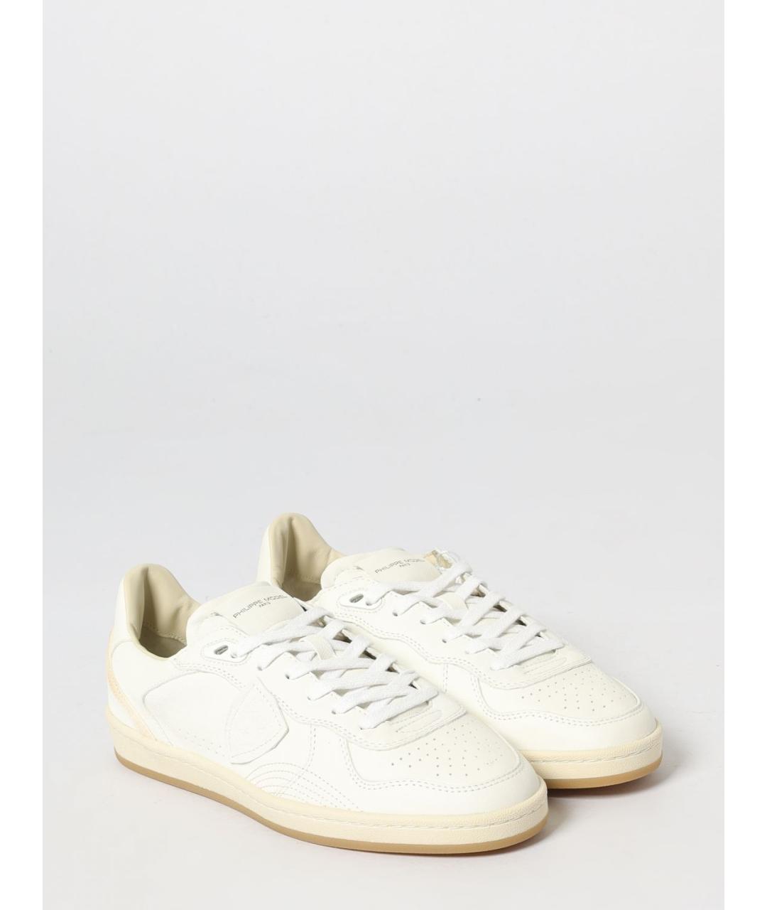 PHILIPPE MODEL Белые кожаные низкие кроссовки / кеды, фото 2