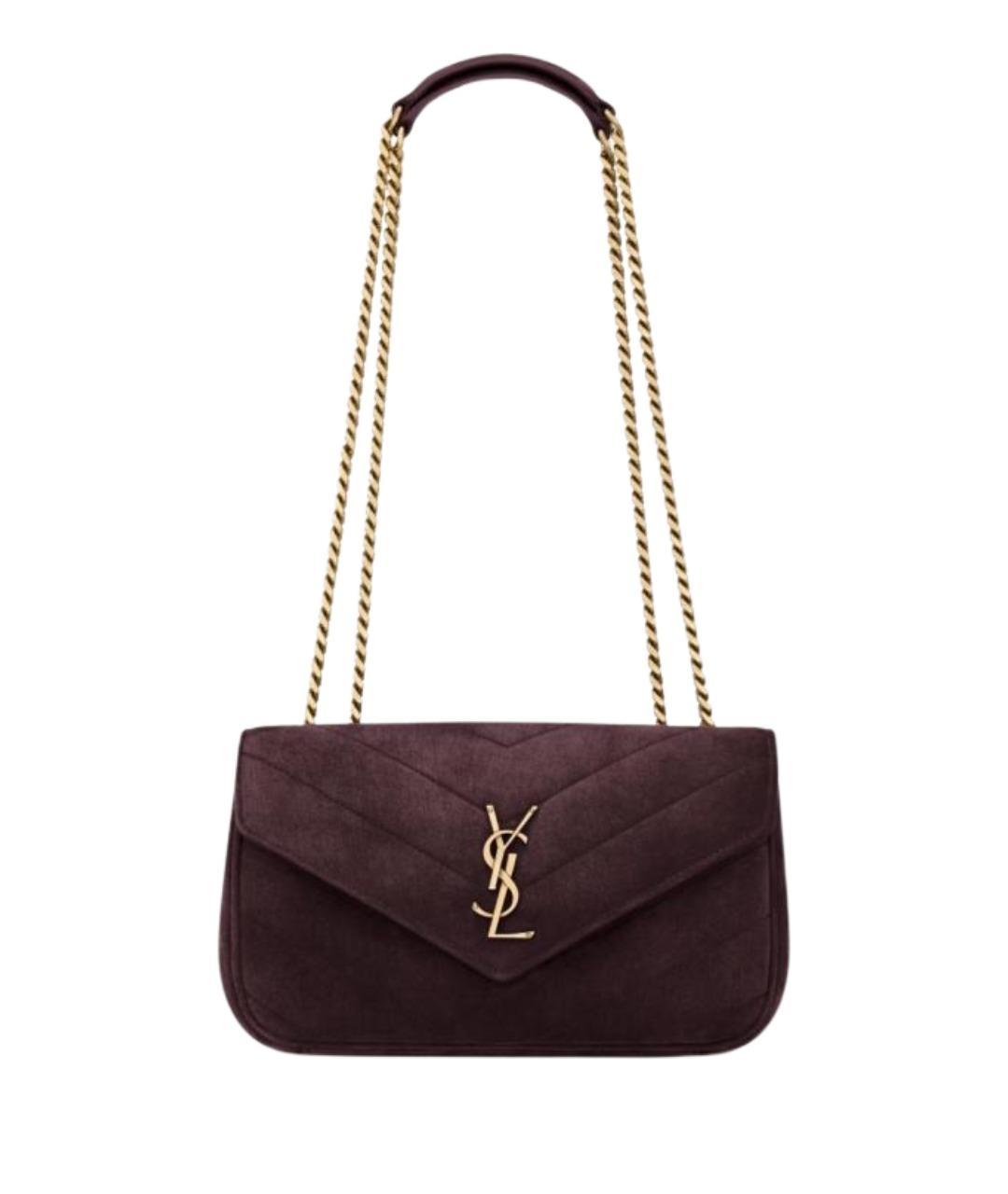 SAINT LAURENT Бордовая замшевая сумка через плечо, фото 1