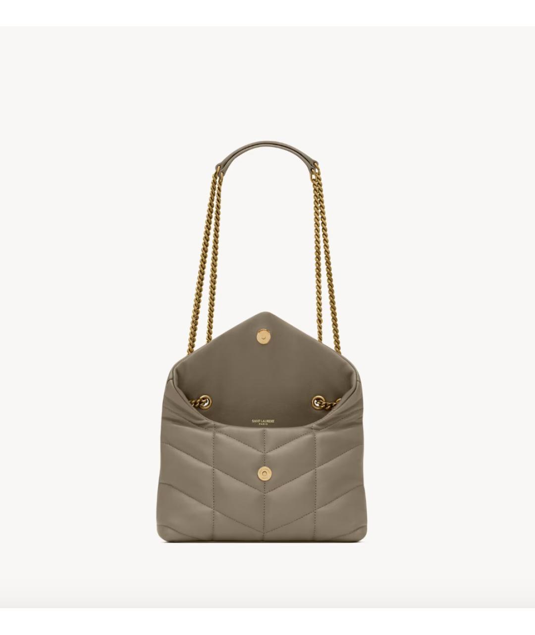 SAINT LAURENT Бежевая кожаная сумка через плечо, фото 3