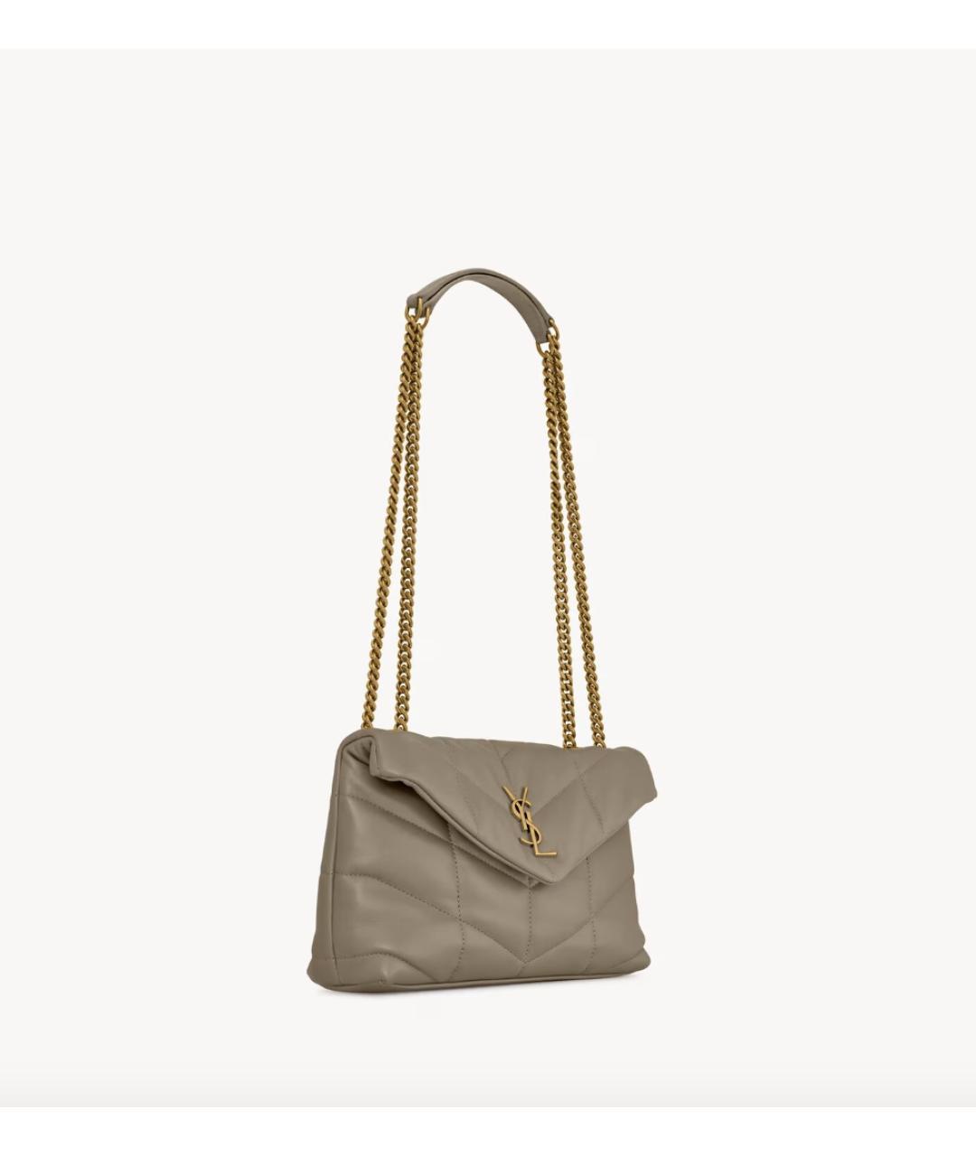 SAINT LAURENT Бежевая кожаная сумка через плечо, фото 4