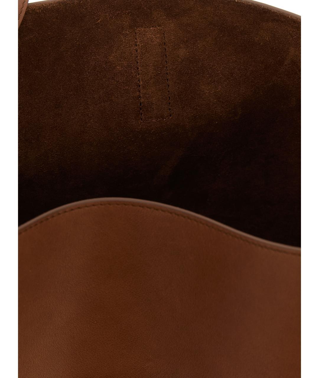 SAINT LAURENT Коричневая кожаная сумка через плечо, фото 4