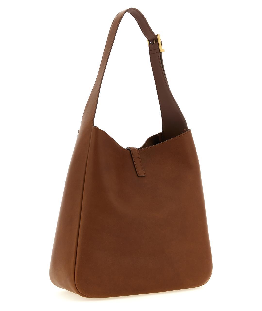 SAINT LAURENT Коричневая кожаная сумка через плечо, фото 2