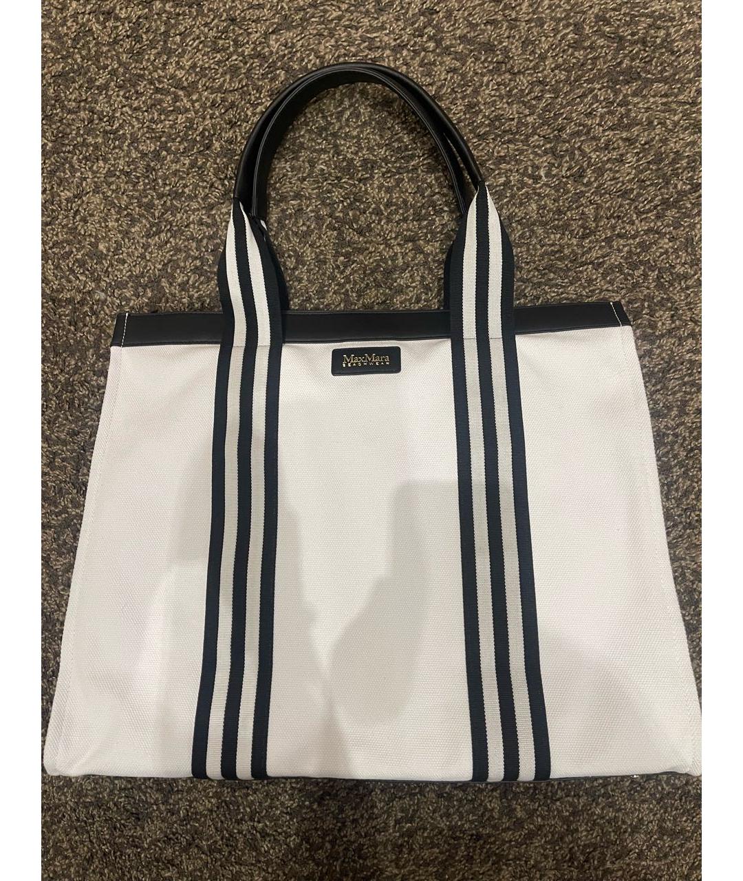 WEEKEND MAX MARA Белая хлопковая пляжная сумка, фото 3