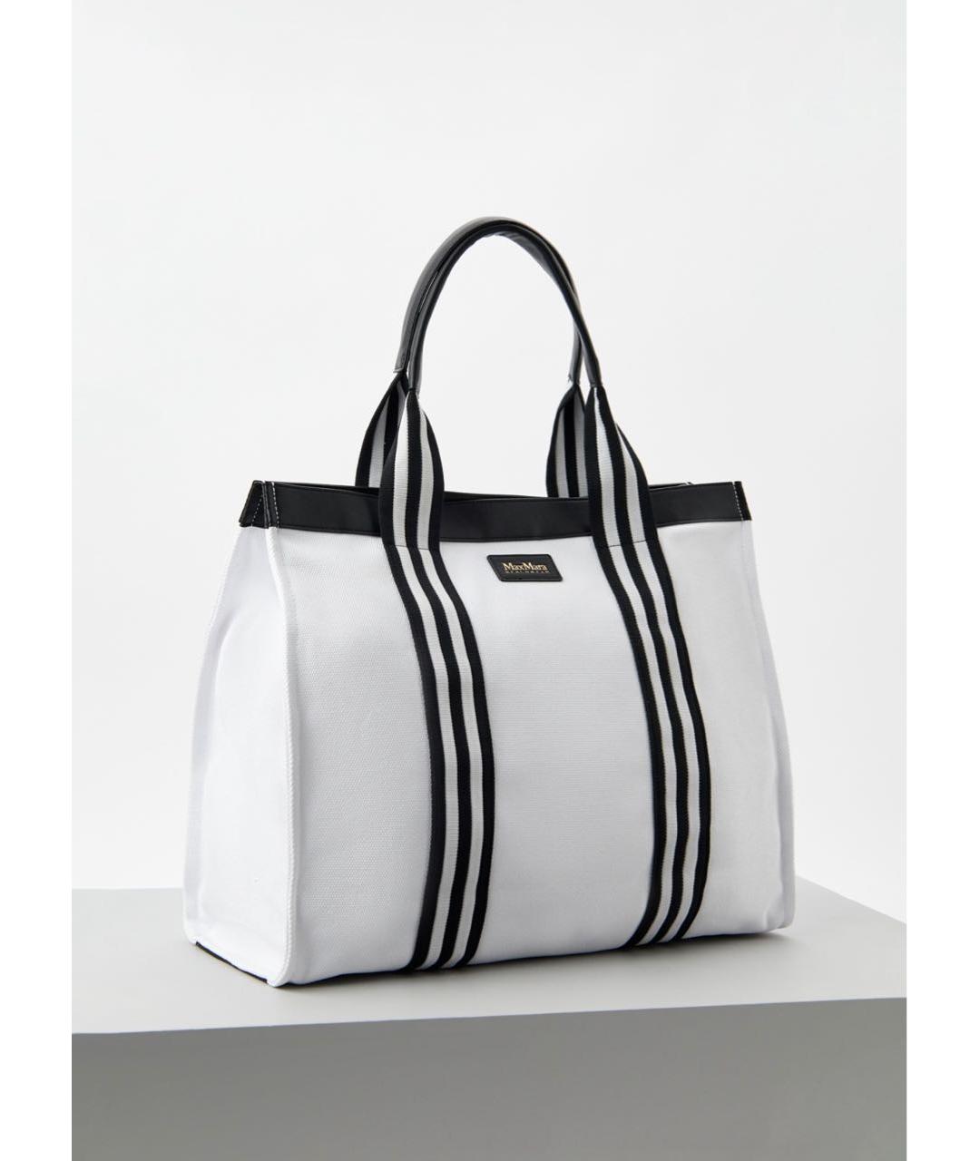 WEEKEND MAX MARA Белая хлопковая пляжная сумка, фото 2