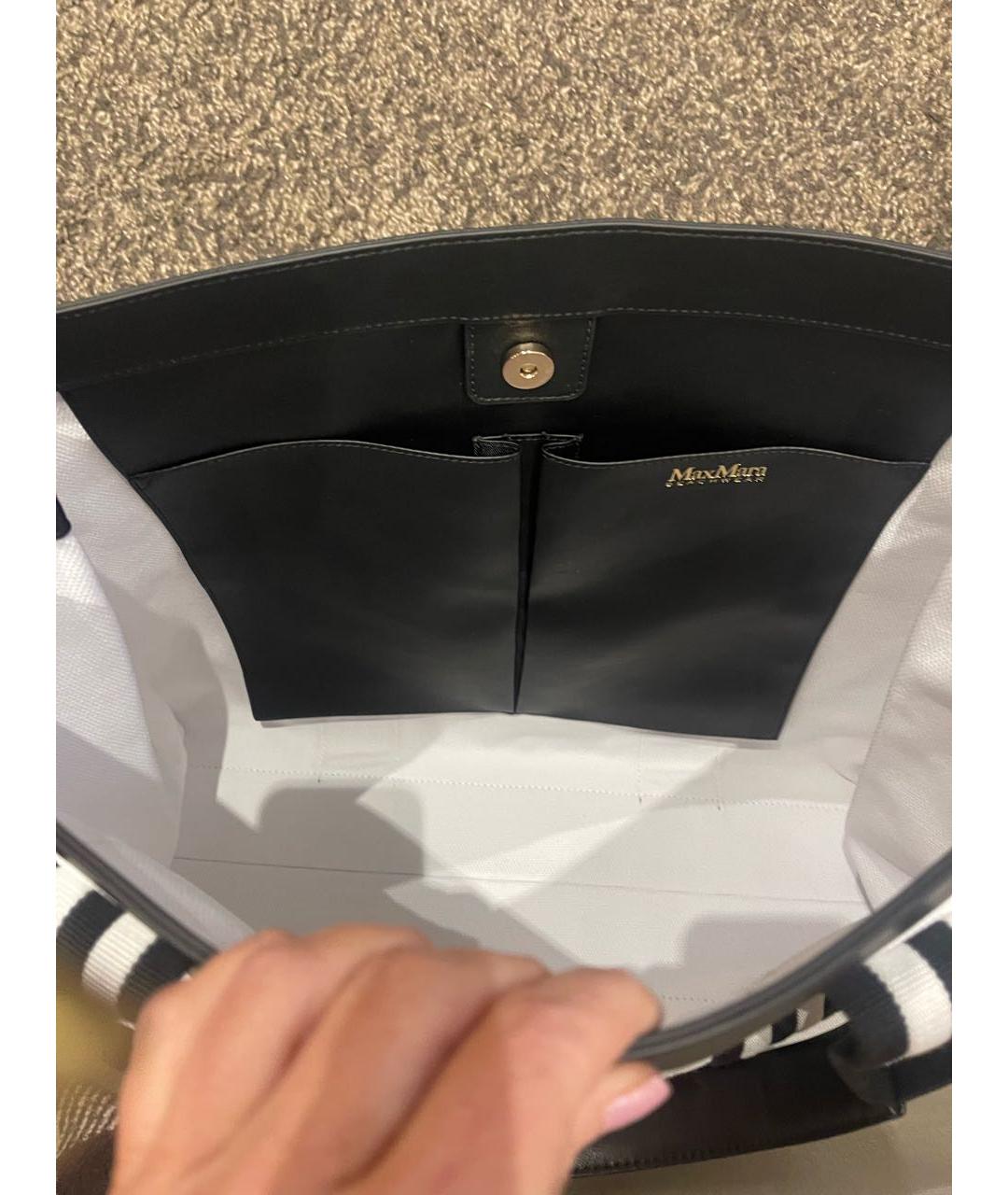 WEEKEND MAX MARA Белая хлопковая пляжная сумка, фото 8