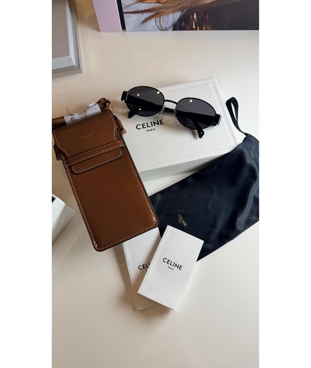 CELINE Черные металлические солнцезащитные очки, фото 4