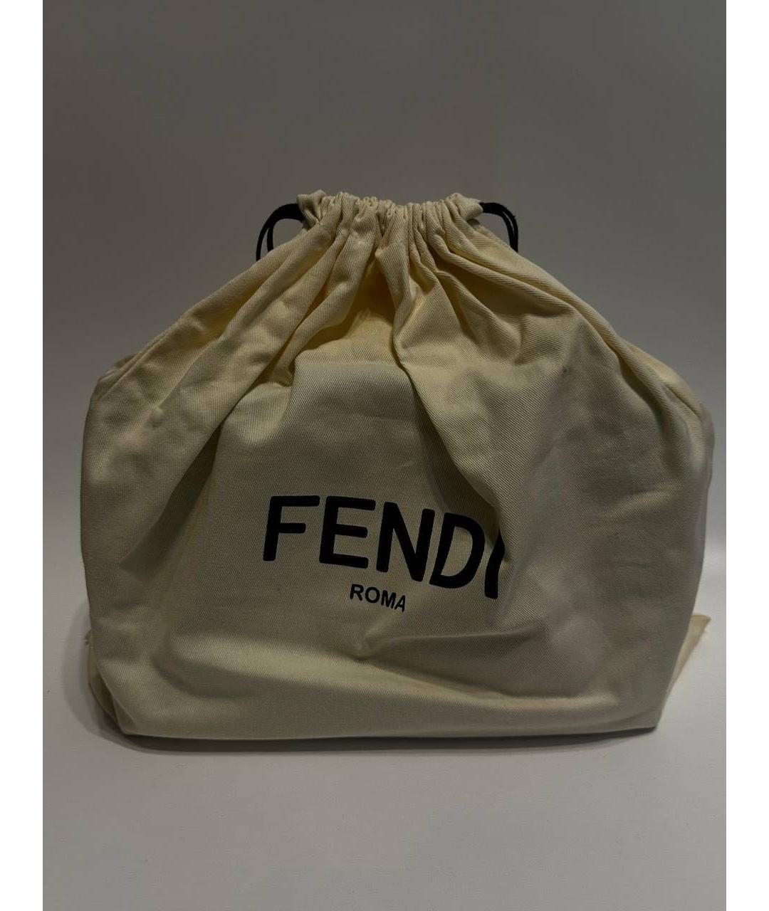 FENDI Бежевая кожаная сумка с короткими ручками, фото 4