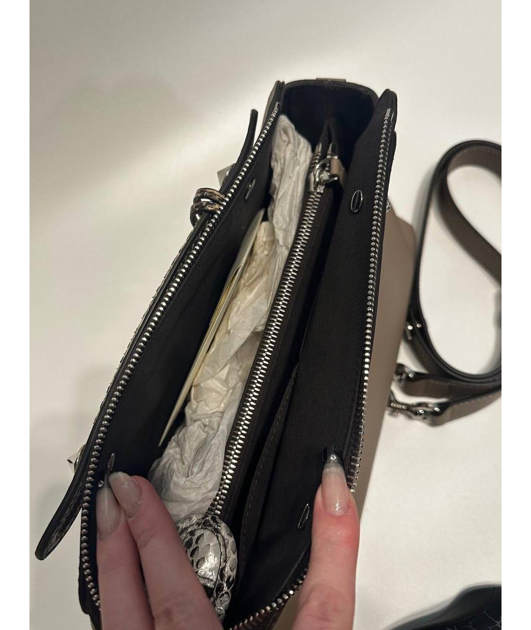 FENDI Бежевая кожаная сумка с короткими ручками, фото 3