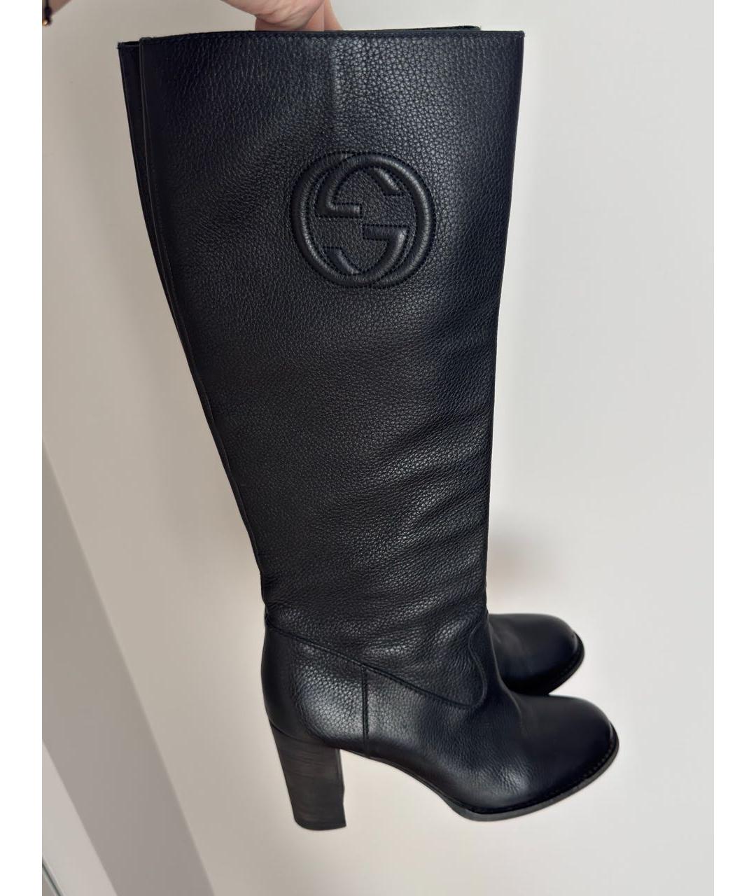 GUCCI Черные кожаные сапоги, фото 2