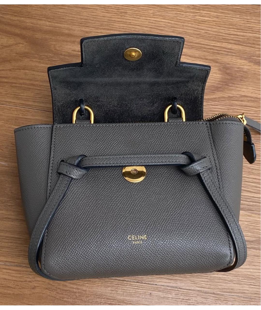 CELINE Серая кожаная сумка через плечо, фото 2