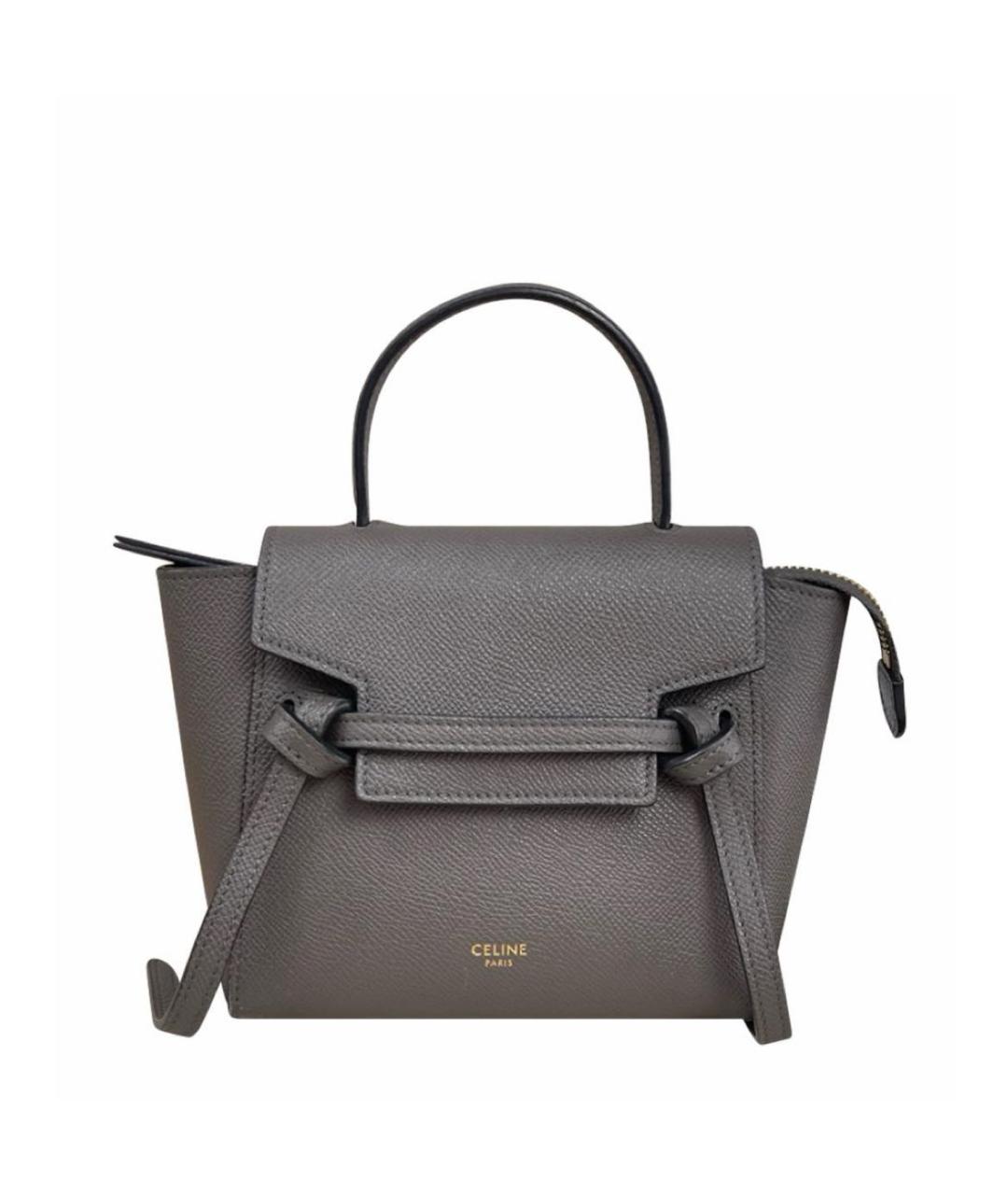 CELINE Серая кожаная сумка через плечо, фото 8