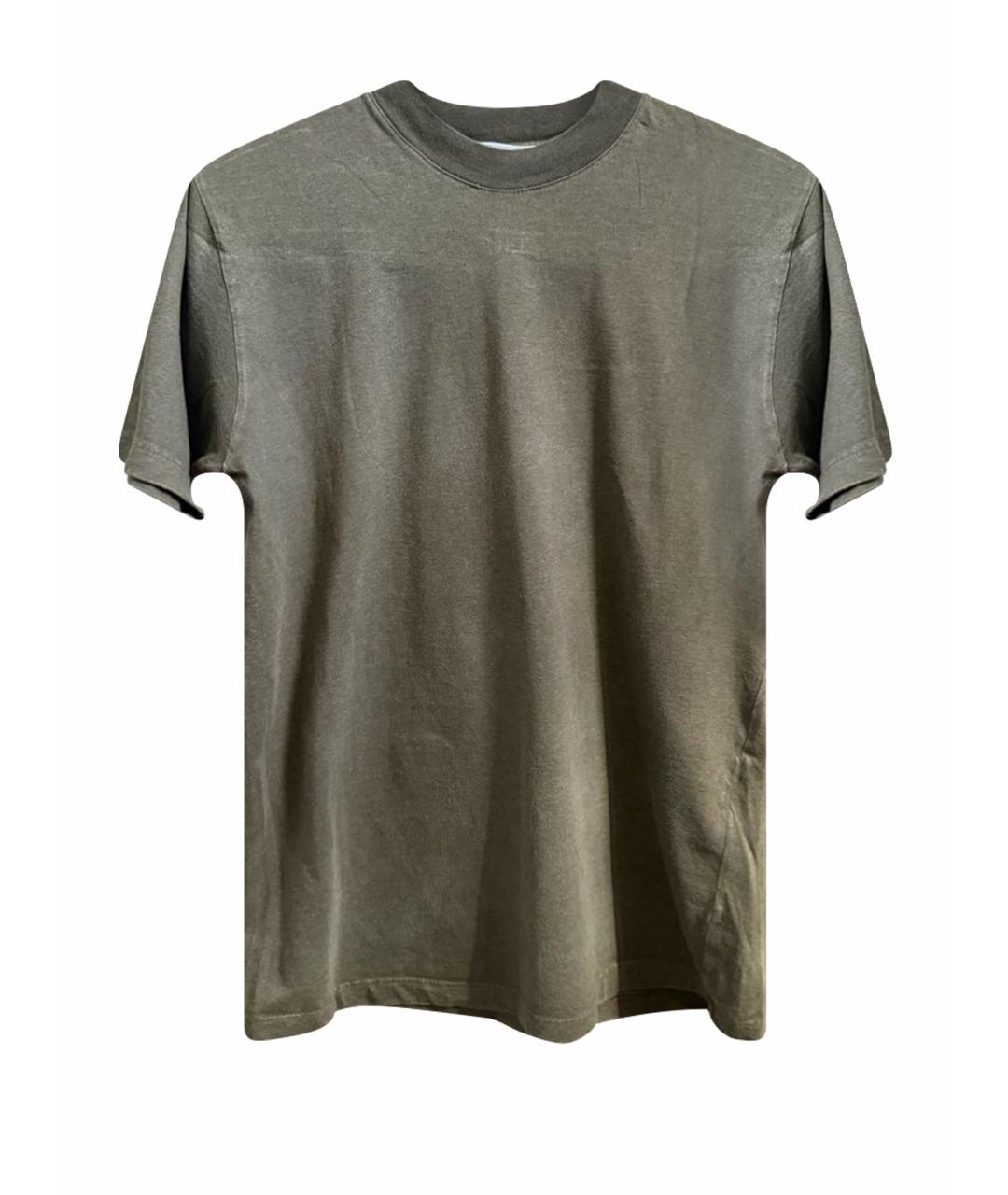 OFF-WHITE Хаки хлопковая футболка, фото 1