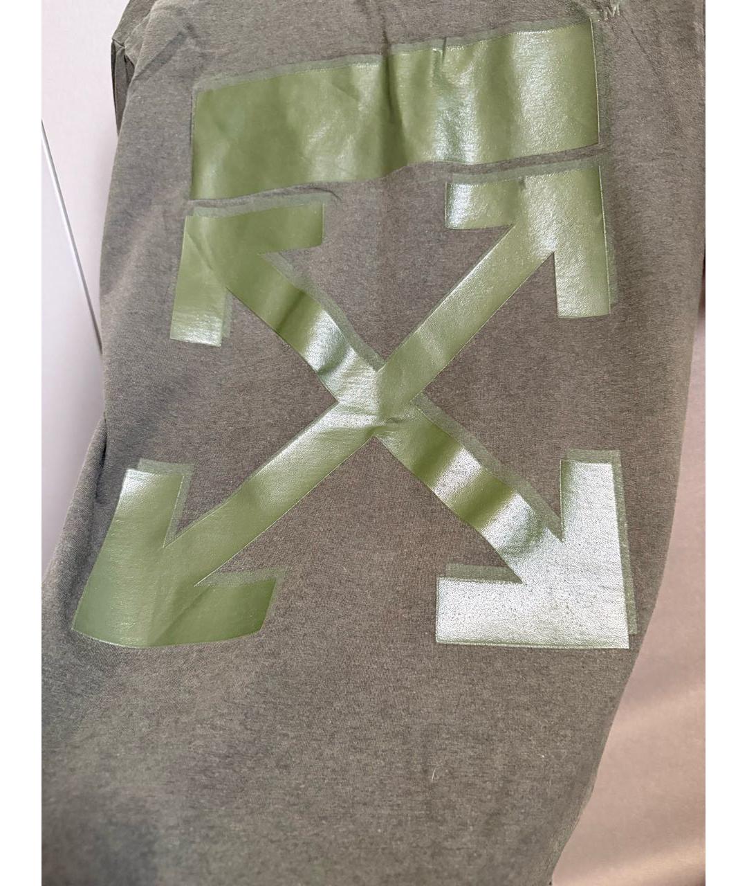 OFF-WHITE Хаки хлопковая футболка, фото 4
