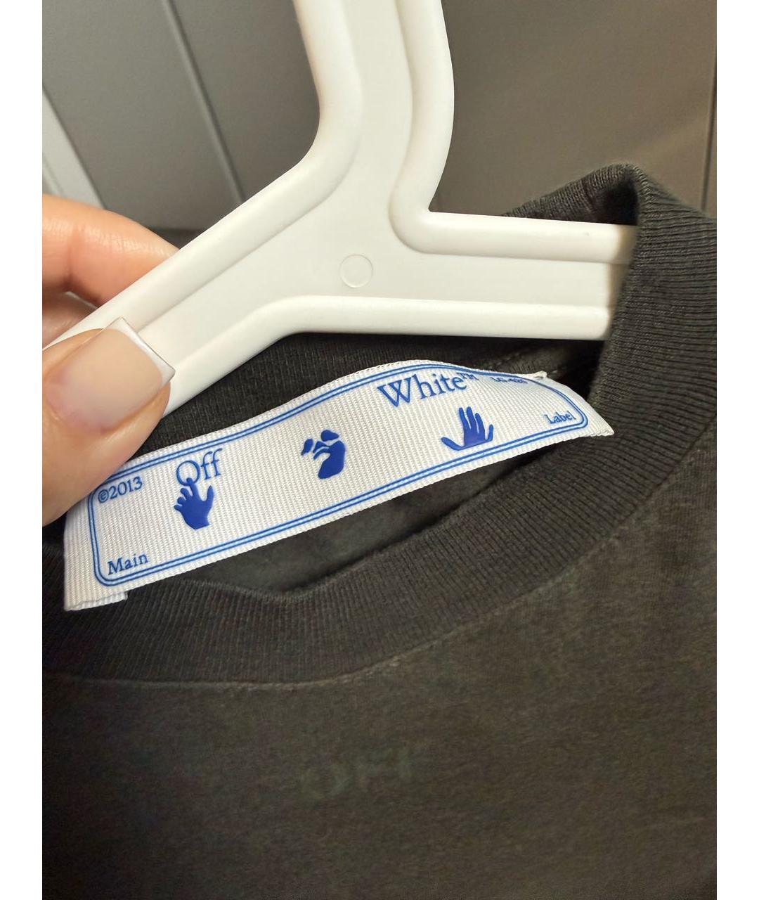 OFF-WHITE Хаки хлопковая футболка, фото 3