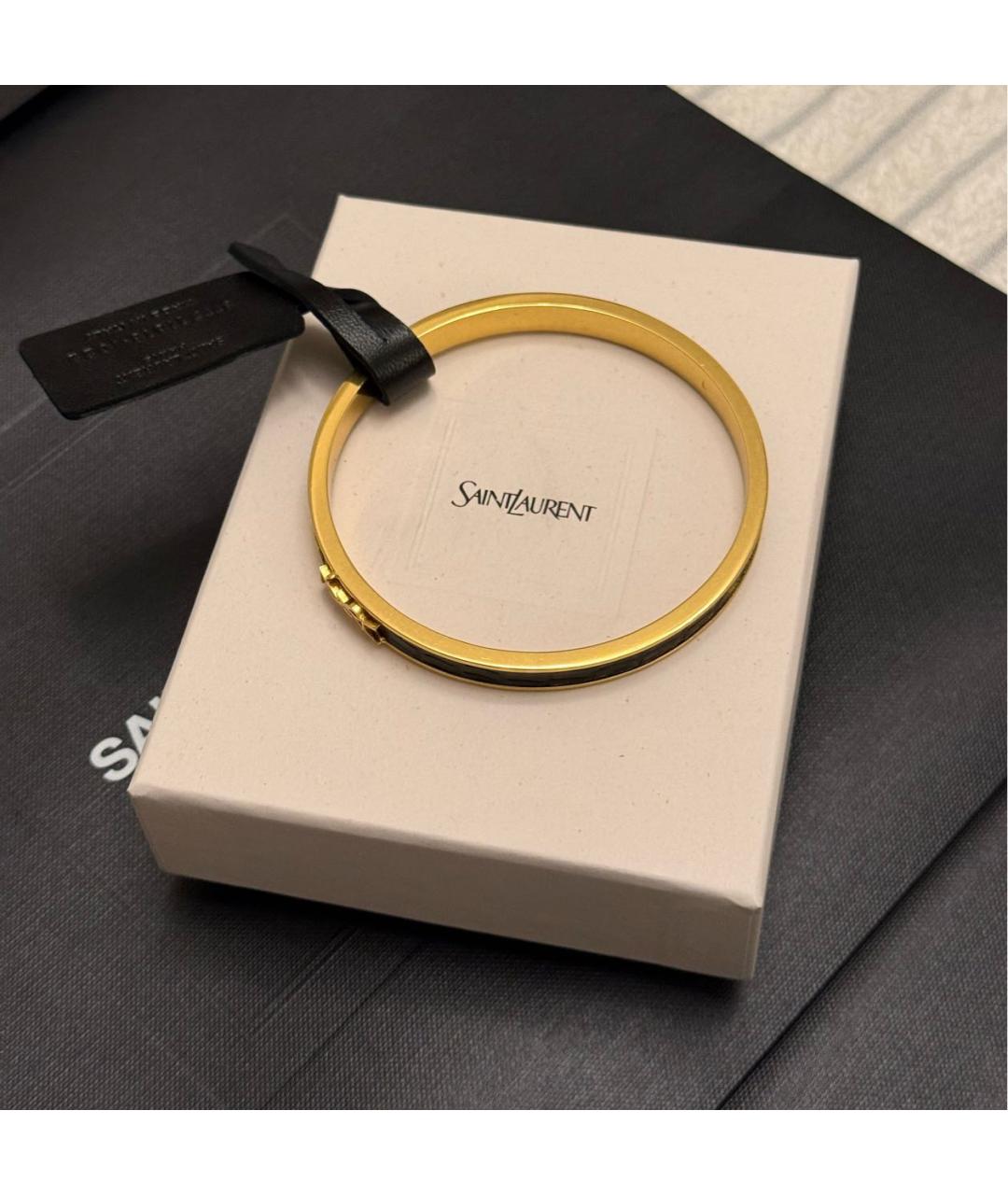 SAINT LAURENT Золотой металлический браслет, фото 4