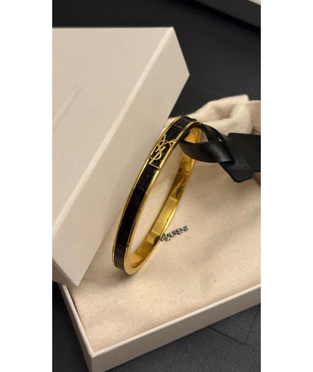 SAINT LAURENT Золотой металлический браслет, фото 2