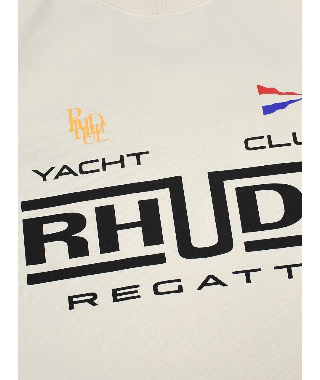 RHUDE Белая хлопковая футболка, фото 3