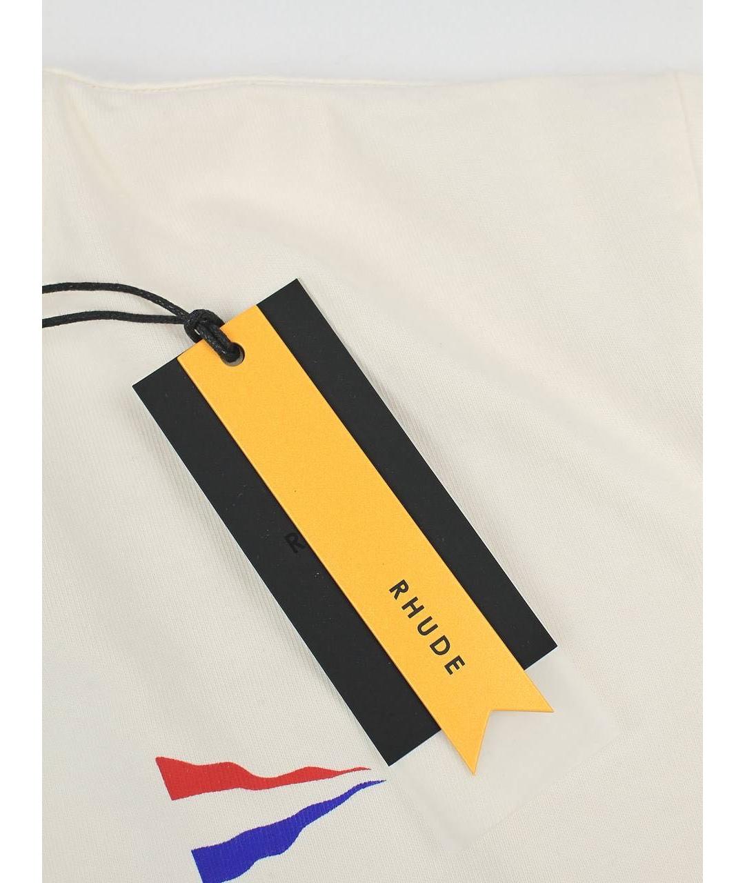 RHUDE Белая хлопковая футболка, фото 4