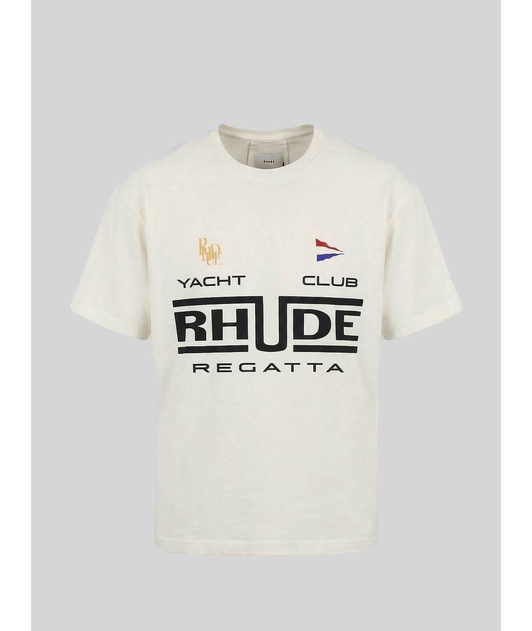 RHUDE Белая хлопковая футболка, фото 9