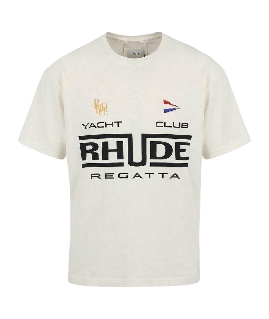 RHUDE Белая хлопковая футболка, фото 1