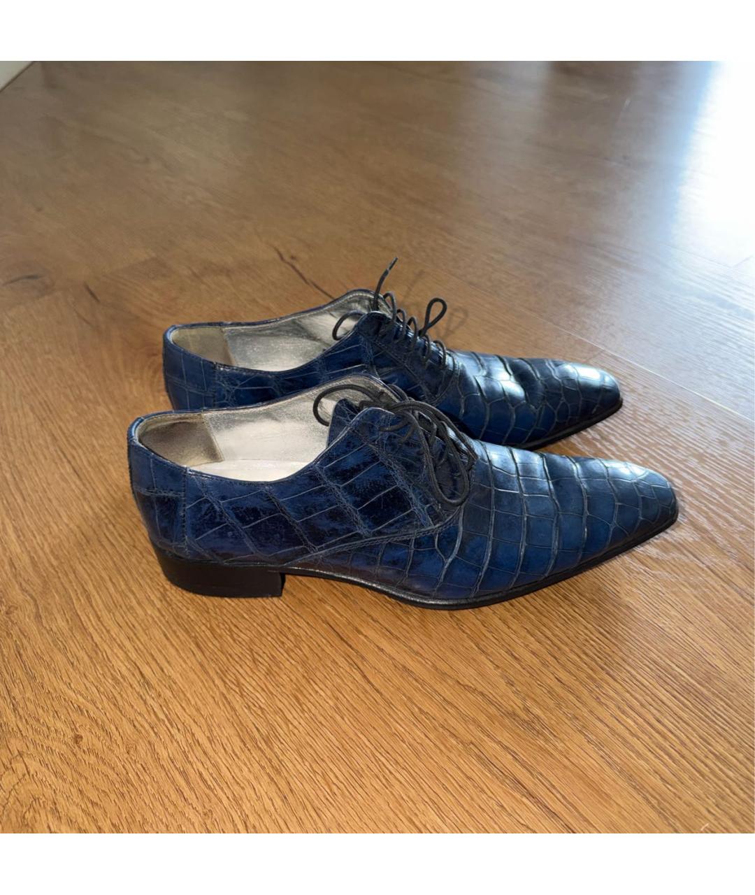 ZILLI Темно-синие туфли из экзотической кожи, фото 4