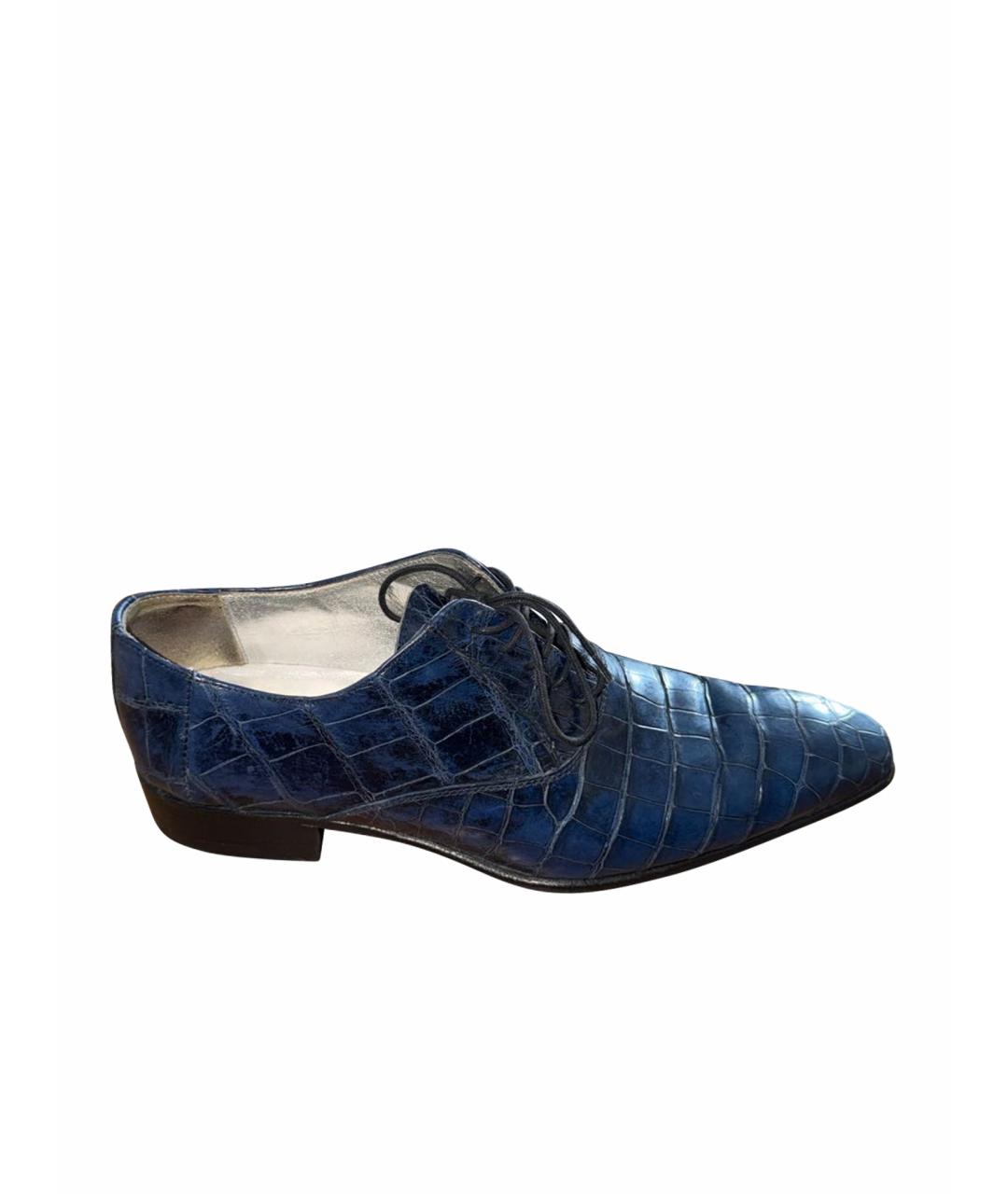 ZILLI Темно-синие туфли из экзотической кожи, фото 1