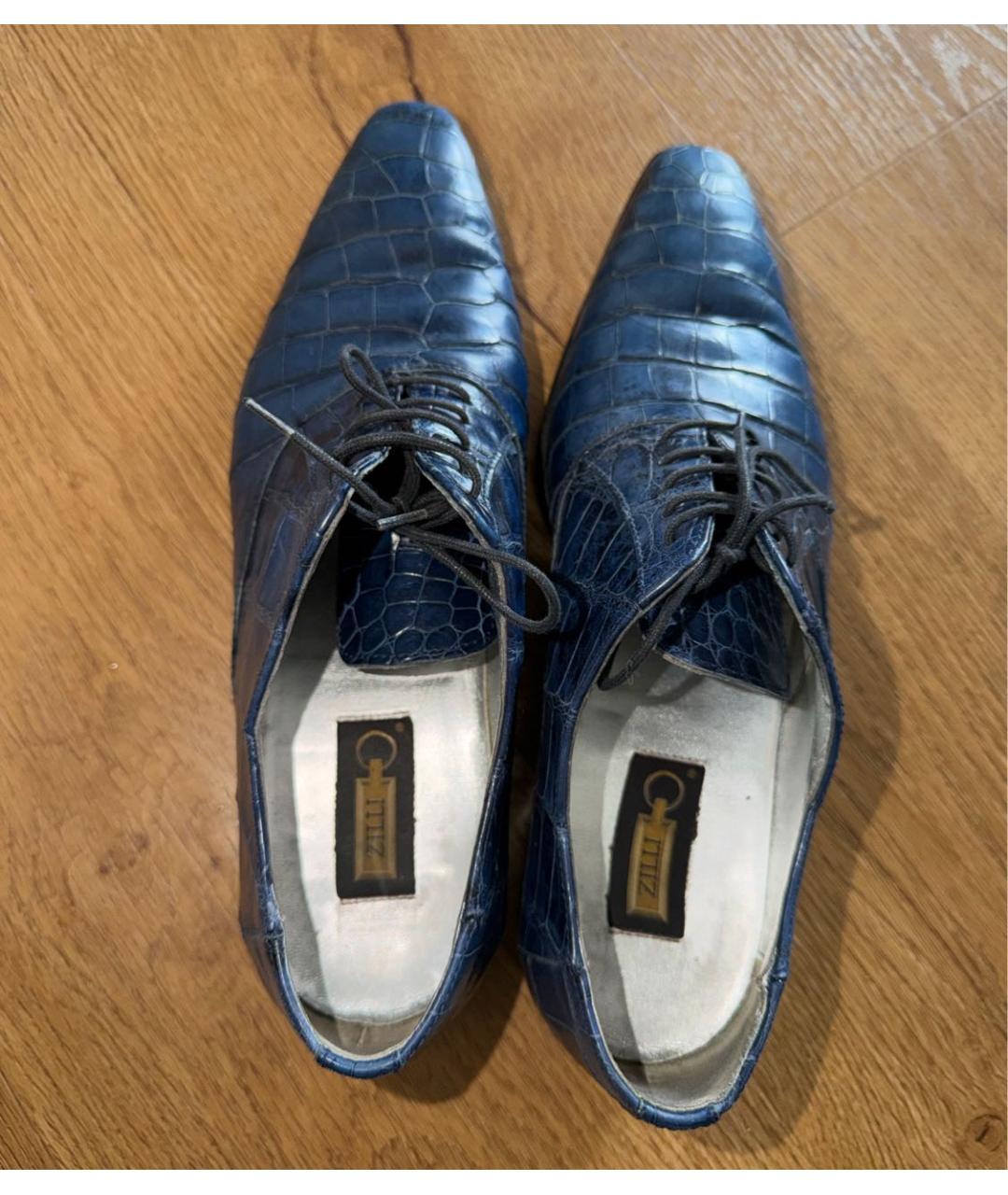 ZILLI Темно-синие туфли из экзотической кожи, фото 3