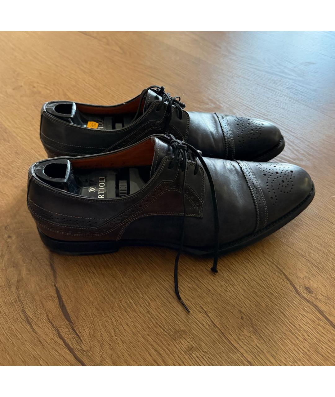 SANTONI Темно-синие кожаные туфли, фото 5