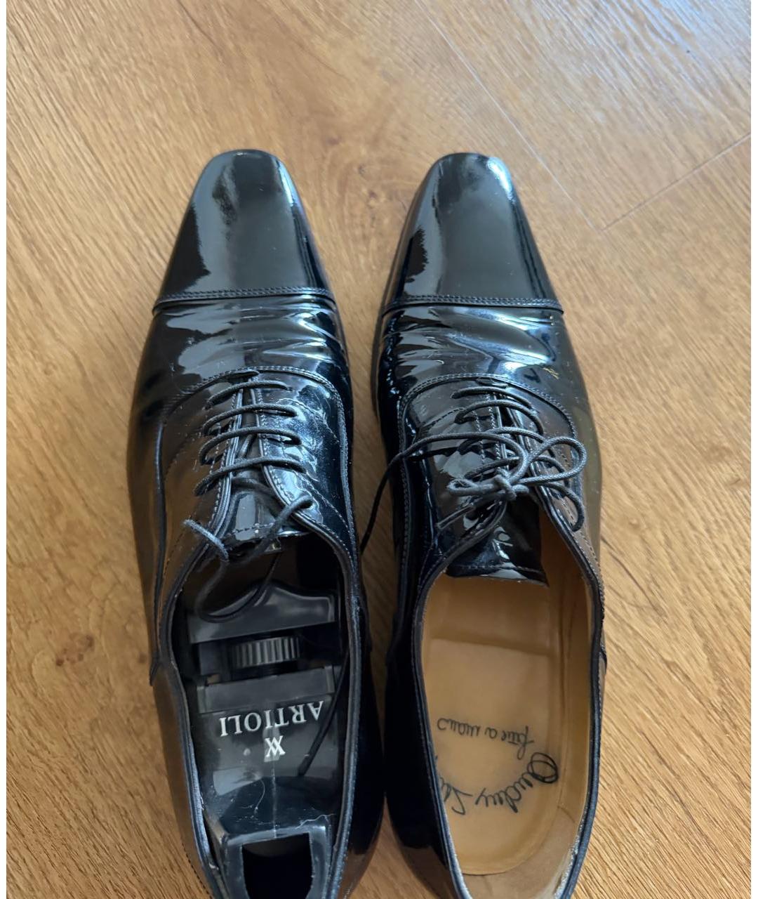 SANTONI Черные туфли из лакированной кожи, фото 3