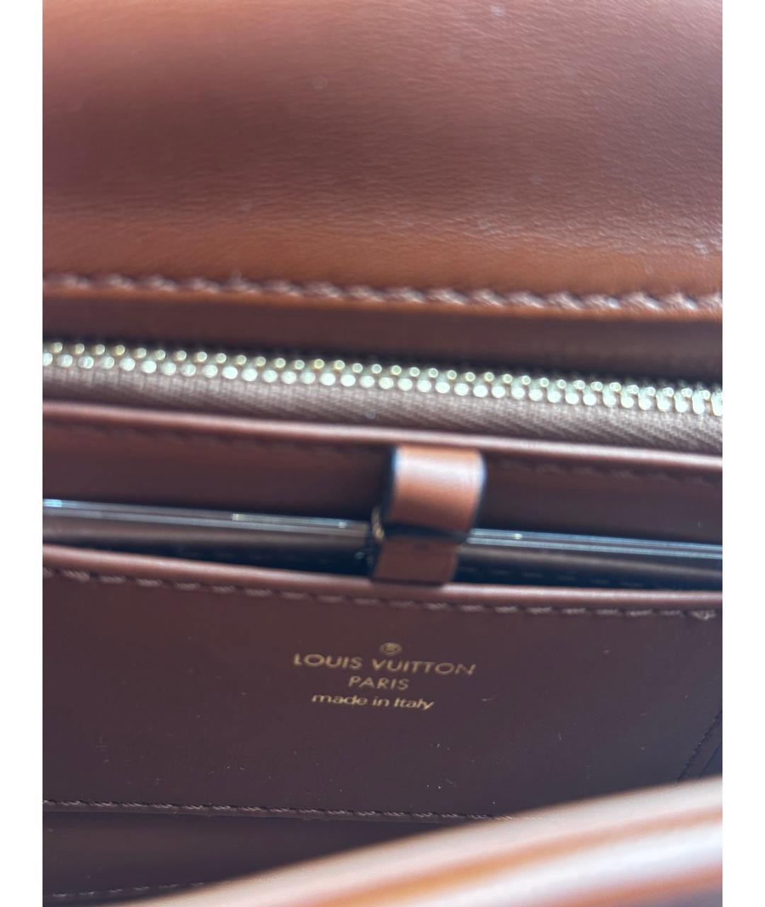 LOUIS VUITTON Коричневая кожаная сумка с короткими ручками, фото 7