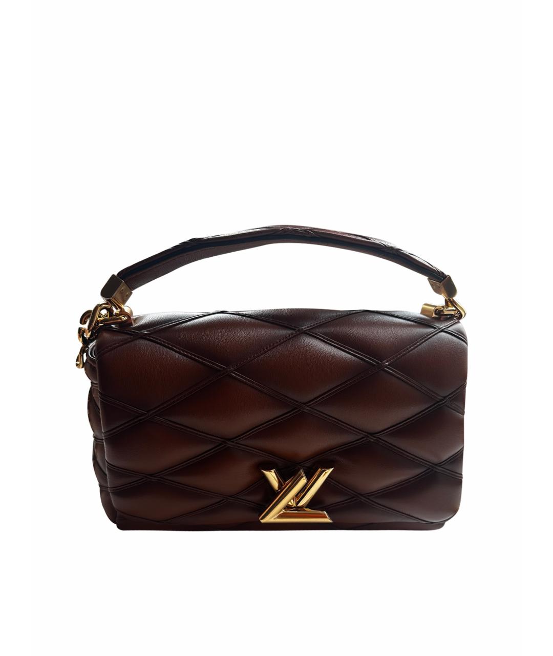 LOUIS VUITTON Коричневая кожаная сумка с короткими ручками, фото 1