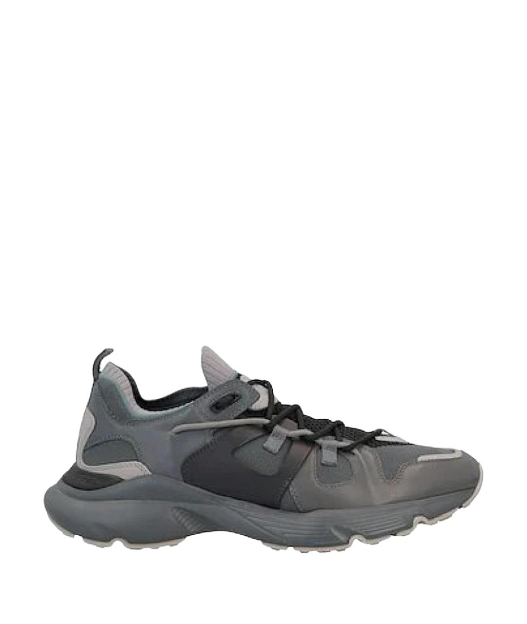 TOD'S Серые кожаные низкие кроссовки / кеды, фото 1