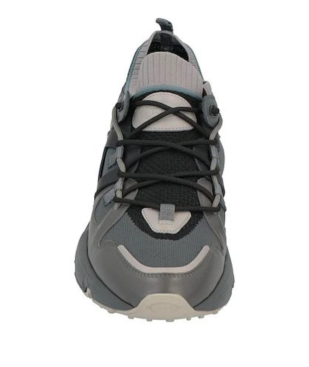 TOD'S Серые кожаные низкие кроссовки / кеды, фото 2