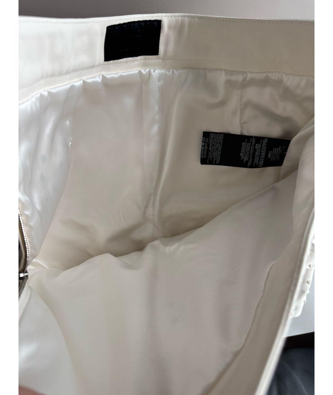 PHILIPP PLEIN Бежевая кожаная юбка мини, фото 3