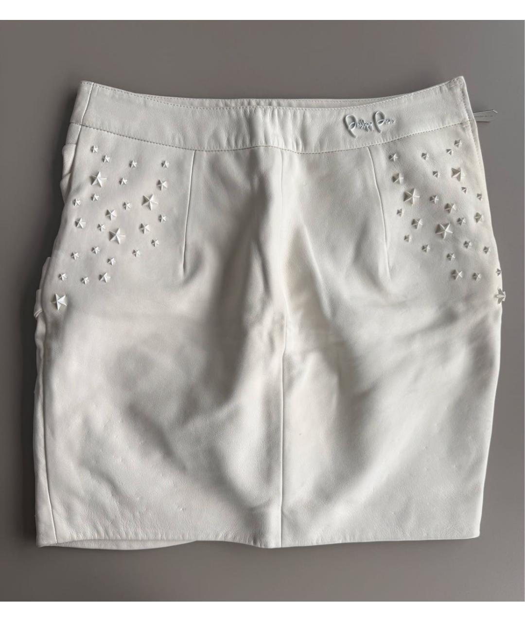 PHILIPP PLEIN Бежевая кожаная юбка мини, фото 2