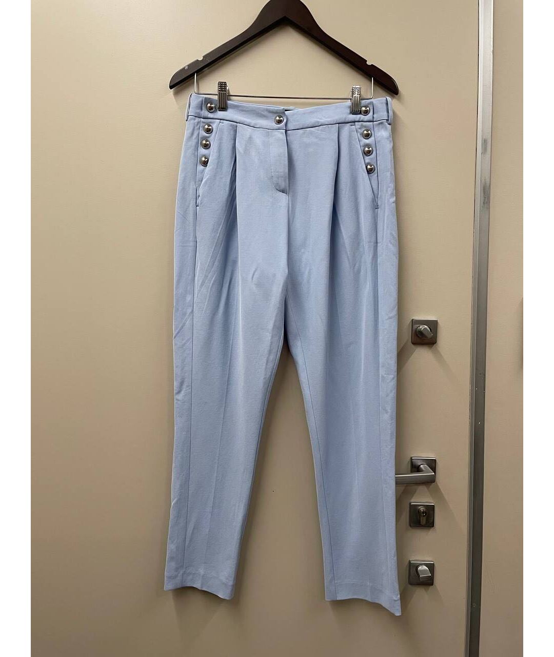 PINKO Голубые ацетатные прямые брюки, фото 5