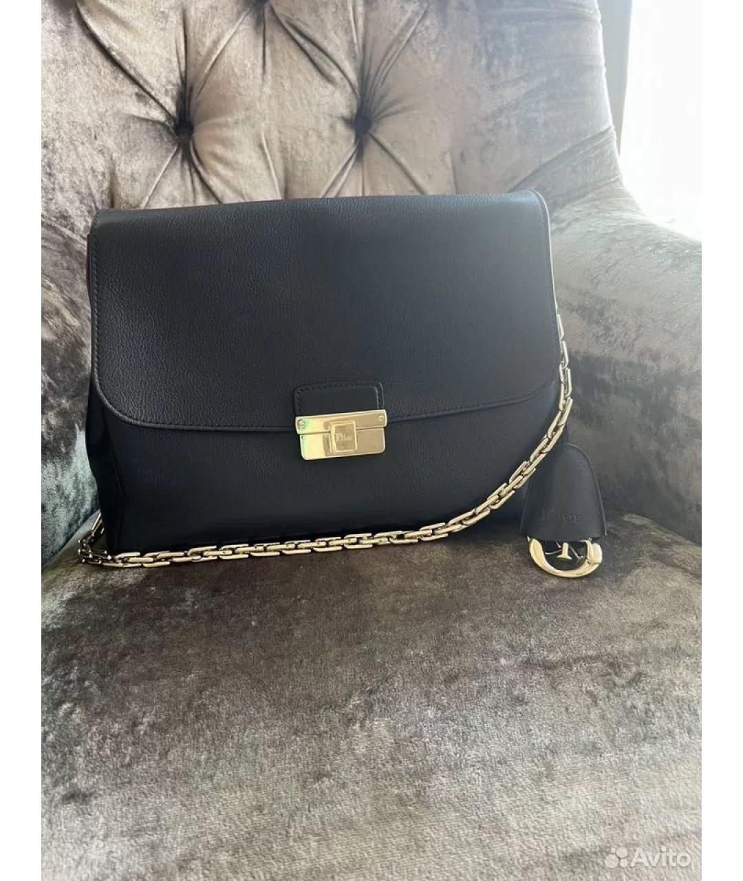CHRISTIAN DIOR Черная кожаная сумка с короткими ручками, фото 9
