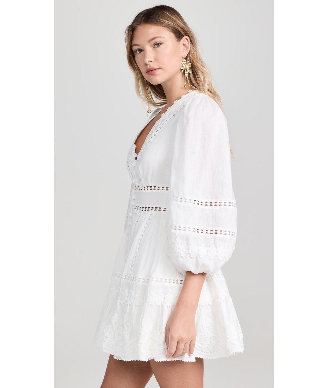 ZIMMERMANN Белое льняное повседневное платье, фото 5